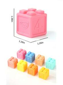 Soft Rubber Building Blocks Educational Cognitive Stacking Toy, Infant Soft Rubber PVC Building Blocks, Stacking Educational Toy, Baby Color Recognition Early Learning Stacking Toy, Squeezable Educational Early Learning Desktop Toy To Develop Baby's Hands-On Cognitive Ability - Multicolor - View 4
