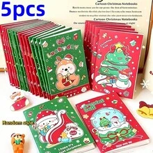 20pcs Christmas Limited Edition Cartoon Notebooks, Random Mixed Style Cartoon Christmas Tree Crystal Ball Illustrations, Compact Portable Holiday Notebooks, Deer Snowman Illustrations Student Stationery Holiday Gifts, Student Holiday - Multicolor - View 11
