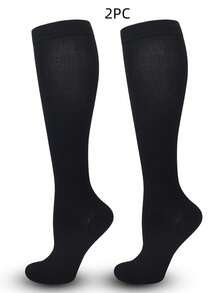 3/1 Pair Neutral Compression Socks, 15-20 MmHg Pressure, Best For Running And Cycling, Solid Color Sports Compression Socks, Running Elastic Socks, Calf Compression Socks - Multicolor - View 14
