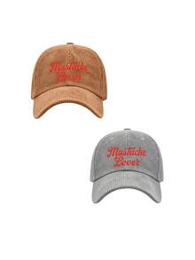 1/2pcs Unisex Letter Print Minimalist Corduroy Baseball Cap,Personalized Adjustable Trucker Hat,Suitable For Spring,Autumn,And Winter Daily Wear,Gift - Multicolor - View 24