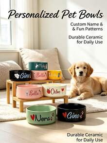 Personalized Ceramic Pet Bowl – Custom Cat & Dog Food Dish,Personalized Pet Bowl With Name/ Cat Water Bowl/Gift For Pet Lovers - Multicolor - View 2