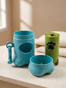 PETSIN 6 Pcs Hands-Free Dog Waste Bag Dispenser, Durable Plastic Wheat Straw Bone Holder For Walks, Training, Pet Waste Bags - Multicolor - View 3