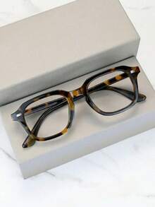 Fashionable Men's Vintage Square Frame Glasses, Women's Office Work Glasses, Phone & Computer Glasses - Clear - View 1