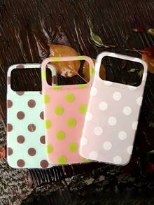 Minimalist Polka Dot Mint Green Soft Phone Case Compatible With Iphone 17 16 15 14 13 Pro Max Summer Style Anti-Drop Lightweight Phone Case Pink Phone Case - Pink - View 4