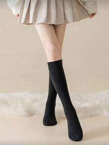 1 Pair Women's Over-The-Knee Socks, Multi-Color Options, Thick Warm Wool Blend, Solid Color Design, Classic Fashion, Suitable For Autumn/Winter, Y2K Style, Comfortable Socks - Multicolor - View 6