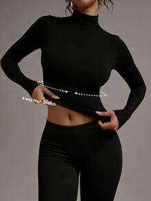 XLLAIS 2026 New Long Sleeve Turtleneck Basic T-Shirt, Double Layer Elastic Slim Fit Top, Autumn Casual Black - Black - View 9