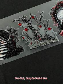4 Rolls/Box Pre-Cut Dark Gothic Halloween Themed Washi Tape Set, Matte PET Sticker Rolls, Scrapbooking DIY Manual Craft Materials - Raven Night - View 7