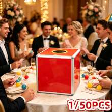 1/50pcs Red Acrylic Raffle Box, Multi-Purpose Donation Box/Ballot Box/Suggestion Box With Top Slot, Reusable, Suitable For Weddings, Parties, Store Promotions, Offices, Schools, Charity Events - A - View 4