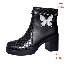 Women's Bow Decor Casual Versatile Comfortable Ankle Boots For Daily Wear - Black - View 7