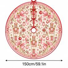 1pc Pink Nutcracker Soldier Pattern Christmas Tree Skirt, Elegant Color Holiday Decor, 5 Sizes, Unisex Holiday Gift, Suitable For Home And Party Christmas Home Decoration - Pink Nutcracker Soldier - View 14