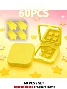 60pcs/Box Practical Pink Makeup Mirror With Star Decoration Beauty Patch, Portable Travel Makeup Mirror Box, Fashion Facial Accessory, Suitable For Daily Makeup, Party And Gift - Multicolor - View 13