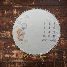 1 Set Newborn Round Tassel Cartoon Style Monthly Milestone Commemorative Blanket, Baby Photography Backdrop Blanket - Multicolor - View 14