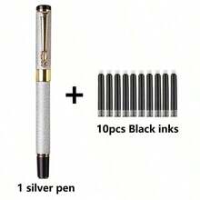 1 Pc Scrub Metal Pen, Lridium Tip Medium Size 0.5mm, Office School Students For Boy And Girl Daily Writing Best Fountain Pen - Black - View 5