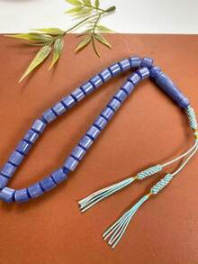 1pc 33-Bead Multicolor Resin Straight-Cut Barrel Beads Tasbih Prayer Beads, Faux Jade Texture, Handmade Woven Tassel, Handheld Prayer Beads For Worship And Prayer - Multicolor - View 2