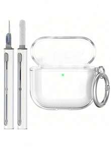 1pc Cleaning Pen + 1pc Transparent Case Suitable For 4th Gen, Pro 3 Wireless Bluetooth Earphone Soft Case - White - View 10