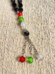 1pc Multi-Faceted Cut Prayer Beads With Contrast Color Metal Pendant And Tassel, Islamic Portable Tasbih - Multicolor - View 2