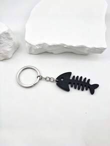 New Hot-Selling Handmade DIY Solid Color Wooden Fish Keychain 1pc, Creative Wooden Fish Bone Keychain Pendant, Creative Holiday Gift For Lovers And Friends, Creative Gift For Girlfriend, Holiday Gift, Phone And Car Accessories Key Ring, Holiday Creative Small Gift For Giving, Event Gift - Multicolor - View 6