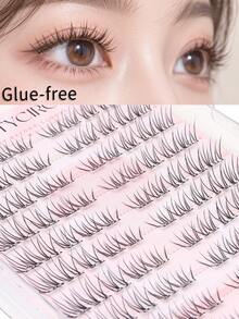 WANPIN 10-Row Glue-Free Segmented False Eyelashes, No Glue Needed For Better Lash Protection, Lightweight And Comfortable All Day, Natural Look Without Artificial Appearance - C - View 1