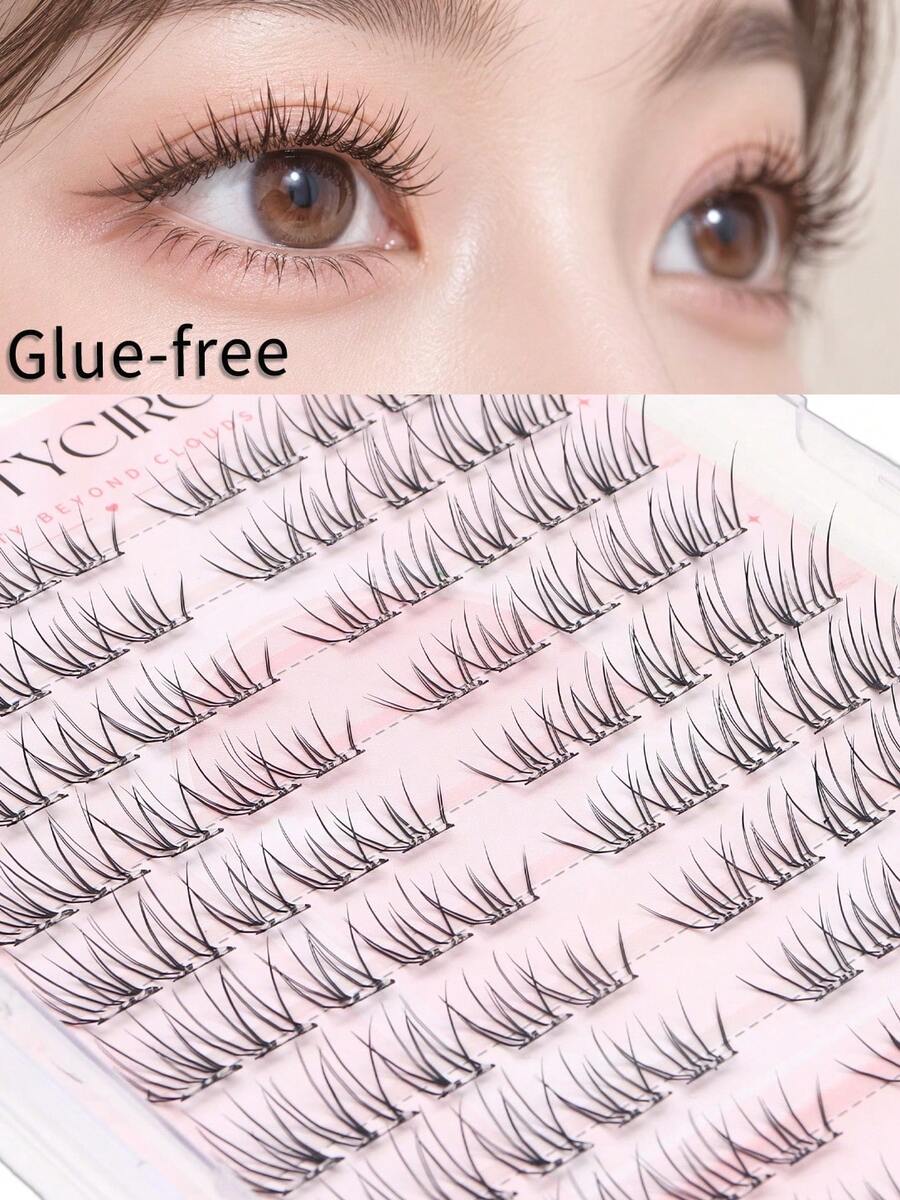 WANPIN 10-Row Glue-Free Segmented False Eyelashes, No Glue Needed For Better Lash Protection, Lightweight And Comfortable All Day, Natural Look Without Artificial Appearance - C - View 1