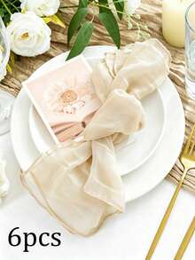 6/12pcs Minimalist Fresh Linen Napkins, Skin-Friendly And Absorbent, Suitable For Parties, Weddings, Restaurants, Table Decor, Breathable And Lightweight - Multicolor - View 25