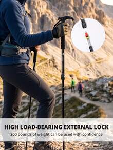 CAMEL CROWN T-Handle Hiking Pole, Lightweight Adjustable Aluminum Alloy Trekking Pole, Portable Folding Walking Cane, Suitable For Hiking And Travel - Black - View 3