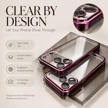 Casing Ponsel Ultra Tipis Transparan Berlapis Elektroplating Mewah, Kompatibel dengan iPhone 18 18Pro 18Pro Max 17 Air 16 15 14 13 12 Pro Max Plus, 18 17 Pro Pelindung Anti Guncangan - Hitam - View 7