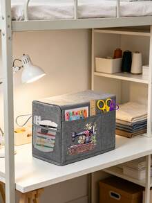 Household Sewing Machine Dust Protective Cover, Fabric Sewing Machine Dust Cover, Gray Printed Fabric Sewing Machine Dust Protective Cover, With Mesh Storage Pocket, Side Carrying Rope For Easy Access, Foldable Home Sewing Machine Dust Cover, Fits Most Sewing Machines, Sewing Accessories Storage Bag, Can Store Needles, Bobbins, Scissors And Other Small Tools, Home Sewing Workstation Dust Protection Product, Gift For Family, Friends, Mother, Craft Enthusiasts, Birthday Gift, Holiday Gift, Anniversary Gift, Christmas - Multicolor - View 7