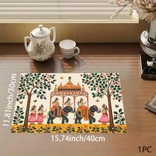 印花排水墊/吸水墊/乾燥墊 咖啡機餐盤乾燥墊 - 吸水聚酯纖維桌面保護墊，附橡膠防滑底背，適用廚房檯面裝飾 - 家用吧台與餐桌餐墊 - 彩色 - 查看 13