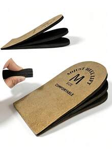 1 Pair Autumn/Winter EVA Invisible Height-Increasing Half Insoles, 3-Layer Adjustable Height Sports Casual Heel Pads - Camel - View 1