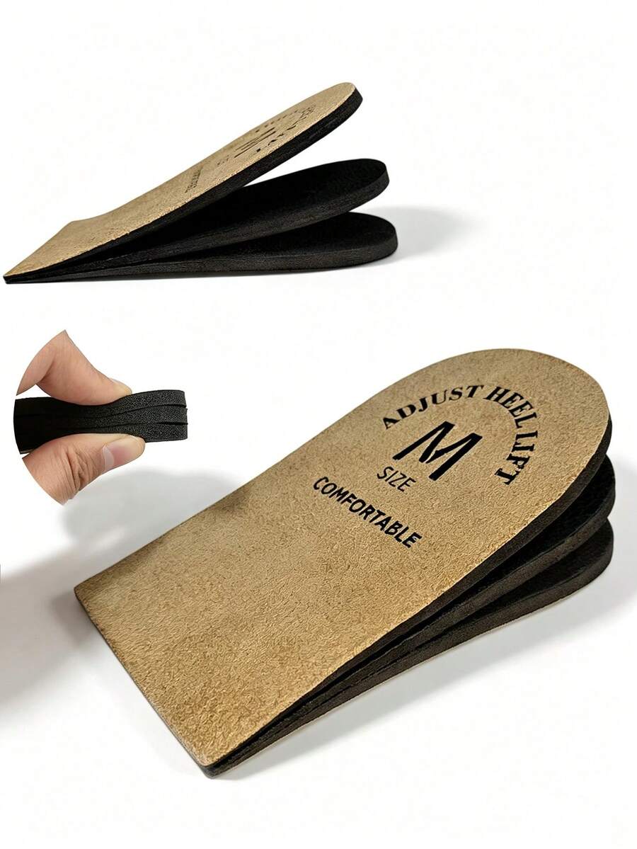 1 Pair Autumn/Winter EVA Invisible Height-Increasing Half Insoles, 3-Layer Adjustable Height Sports Casual Heel Pads - Camel - View 1