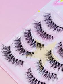 5 Pasang Bulu Mata Palsu Cat Eye Bervolume Penuh, Bulu Mata Palsu Mink Tebal dan Lembut, Bulu Mata Palsu Pengangkat Mata Dramatis, Bulu Mata Palsu yang Nyaman dan Dapat Digunakan Kembali untuk Riasan Panggung Malam Hari - Hitam - View 4