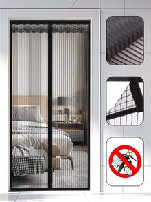 Thickened Fiberglass Screen Door Mesh - Self Sealing,Heavy Duty Screen Door,Hands Free Mesh Partition Keeps Bugs Out - Pet And Kid Friendly,Mosquito Proof Door Curtain 38 X 82 In - Black - View 14