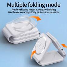 Portable Foldable 3 In 1 Magnetic Wireless Charging Pad, Multi Function Fast Wireless Charger Station For Smartphone, Smart Watch & Wireless Earbuds - Multicolor - View 2