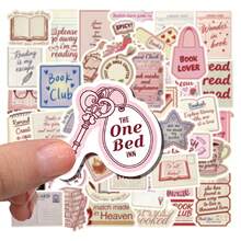 somoving 50pcs, Bookish Mobile Phone Stickers, Creative Aesthetic Design Sticker, Applicable For Mobile Phone Case, Mobile Phone, Tablet, Laptop, Suitcase, For Ipad, Pencil Case, Helmet, Bicycle, Skateboard, Desktop, Headphone Case - Multicolor - View 6