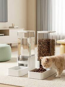 PETSIN 1pc Large Capacity Transparent Pet Food Storage Container, Gravity-Fed Cat/Dog Food & Water Bowl, Easy To Clean, Indoor Pet Supplies - 3.3L - View 7