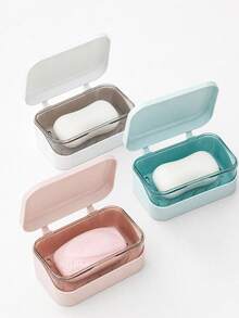 Aesthetic Plastic Rectangular Soap Dish With Lid Preventing Melting Sleek Portable Soap Box For Students Women Men Bathroom Drainage Soap Holder Bathroom Decor And Accessory Home Decor Autumn Decor School Supplies Decor Travel Essentials - Multicolor - View 9