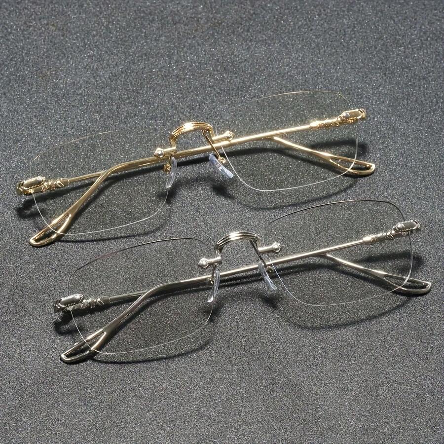 2026 New Style 1 Pair Women's Rimless Flat Lens Glasses, Fashionable & Versatile, Suitable For Daily Wear, Travel, Gifting And Private Gatherings. - Multicolor - View 1