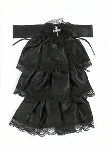 1pc British Style 3-Layer Satin Lace Cross Necklace Collar, Formal Party Cultural Shirt Fake Collar - Multicolor - View 6
