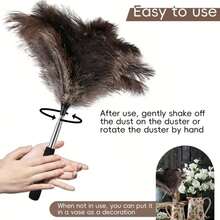 1pc Artificial Brown Duster, Artificial Duster, Dusting Brush, Suitable For Car Cleaning, Home Sofa Dusting, Furniture Dusting - Brown - View 9