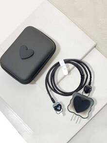 Eva Data Cable Storage Bag + 1.5m Winding Device & Cord Fixer With Tpu Charging Head Protector, Anti-Break Design 6pcs Set Compatible With Apple 20w Quick Charge Data Cable Cable Protector, Charger Protector - Multicolor - View 12