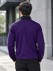 Adidas Men's 3S TRT Sports Running Fitness Training Comfortable Casual Jacket Coat KT0839 - Purple - View 5