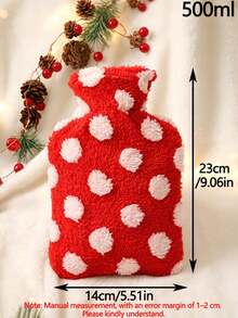 1pc Christmas Plush Hot Water Bottle Cover, Thickened Plush Fabric, Snowflake And Stripe Pattern Warm Hand Protection, Reusable Hot Water Bottle Cap, Suitable For Winter Use, Christmas Gift, Christmas Stocking Filler, Gift For Women - Multicolor - View 5