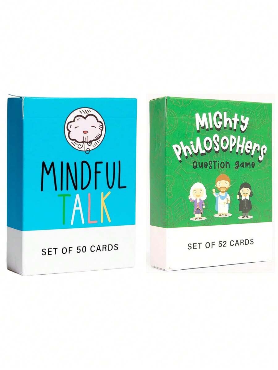 Mindful Talk & Mighty Philosophers Conversation Card Game, Thought-Provoking Question Game, Great For Christmas, Game Party, Perfect Gift For Group Discussions, Interactive Social Table Game - Multicolor - View 1