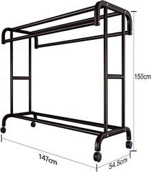 Perchero Para Ropa De Pie Con Doble Barra, Rack Para Ropa MetáLico De 140, Tendedero De Ropa, Armario Abierto Con Ruedas Giratorias Con Freno, Negro - 1 - Ver 3