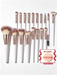 18pcs+1pc Gift Makeup Brush Set, Soft And Dense Makeup Brushes, Suitable For Foundation, Powder, Blush, Eyeshadow, Concealer, Contour, Highlighter, Full Face And Eye Makeup, Suitable For Makeup Beginners, Suitable For Daily And Party Makeup - Purple - View 1