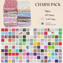 100片 15*15cm 預裁花卉布料，DIY縫紉拼布手工布料，預裁正方形花卉圖案布料，適合製作被褥，適合手工愛好者，新花卉配色隨機 - 變體 - 查看 10
