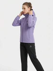 CAMEL CROWN Women's Fleece-Lined 2-Piece Tracksuit Set, Relaxed-Fit Hooded Zip-Up Jacket & Pants, Stylish Solid-Color Casual Sportswear - Purple/Phantom Black - View 4