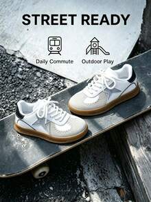 Unisex Kids Fashion Slip-On Hook & Loop Athletic Shoes, Versatile Back-To-School Style, Suitable For All Seasons And Outdoor Activities - Beige - View 1