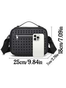 Men's Rivet PU Crossbody Bag, Fashion Forward Travel Camera Bag, 3 Colors Available, Gift For Boyfriend - Multicolor - View 3