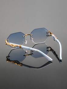 1pc Fashion Leopard Print Temple Sunglasses For Men - Baby Blue - View 4
